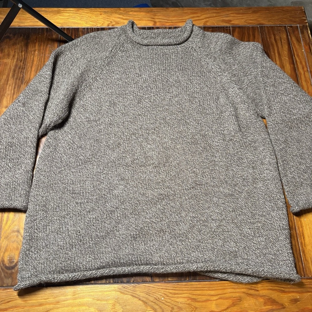 Rey Wear Exclusive 100% Merino Wool Made in Peru Brown Pullover Sweater Sz L